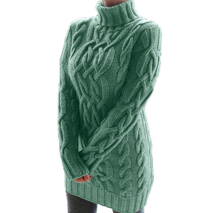 Women's Chunky Cable Knit Dress with Turtleneck | Mini
