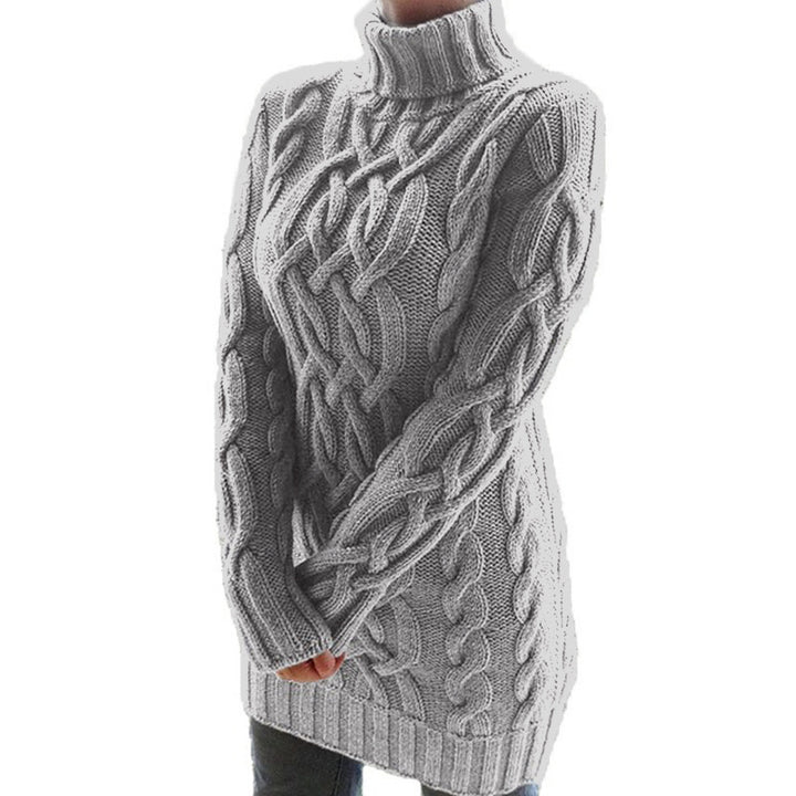 Women's Chunky Cable Knit Dress with Turtleneck | Mini