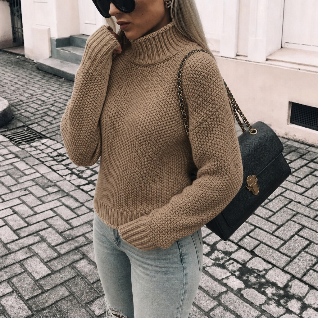 Women's Chunky Knitted Jumper Turtleneck | Oversized