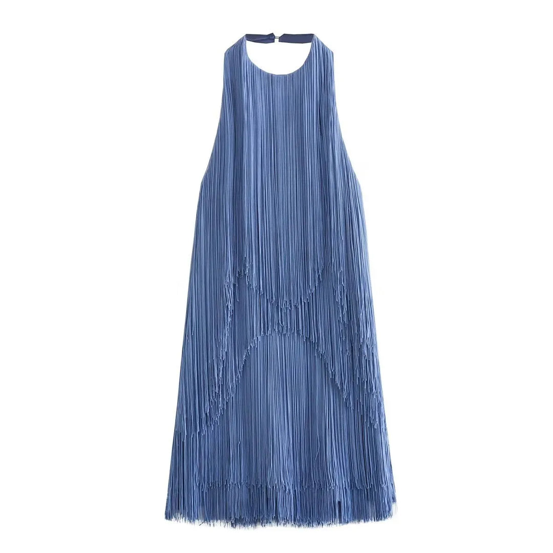 Women's Cocktail Dress Fringe with Halter Neck | Party