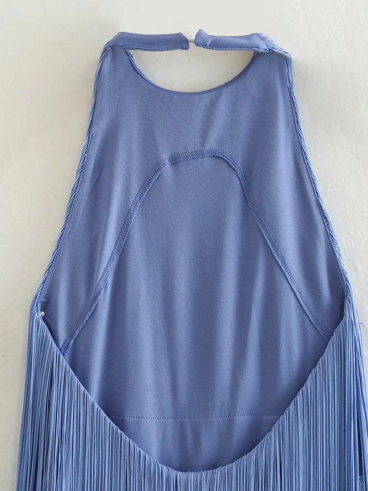 Women's Cocktail Dress Fringe with Halter Neck | Party
