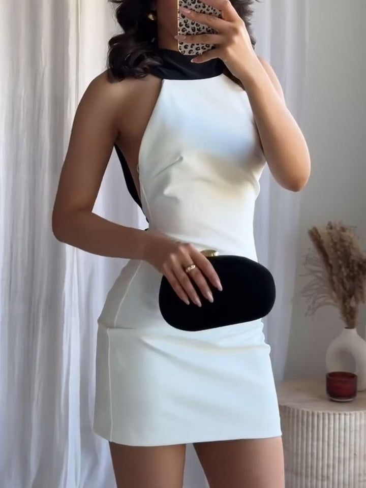 Women’s Cocktail Dress Mini with Halter Neck & Open Back | Party