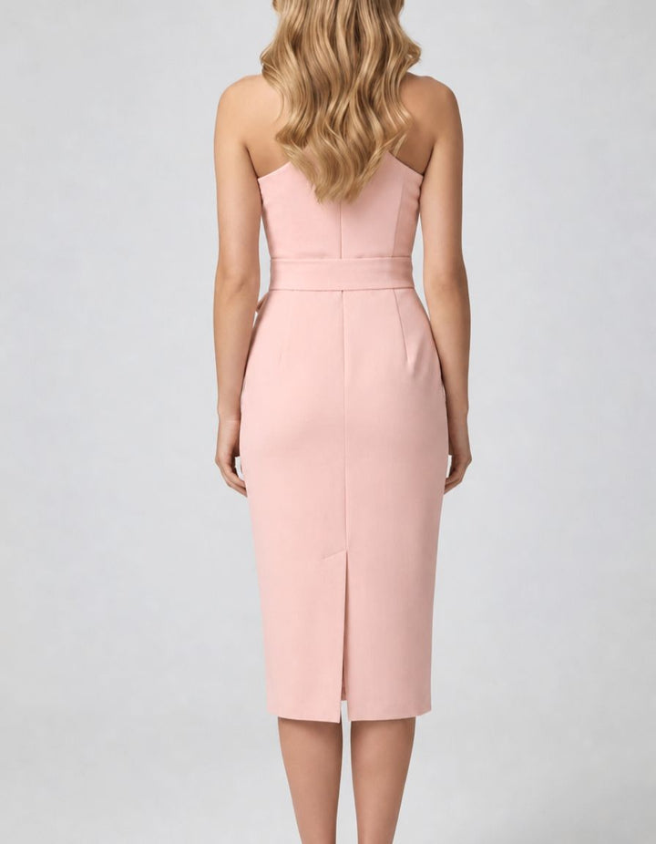 Women's Cocktail Dress One Shoulder with Tie Waist | Midi