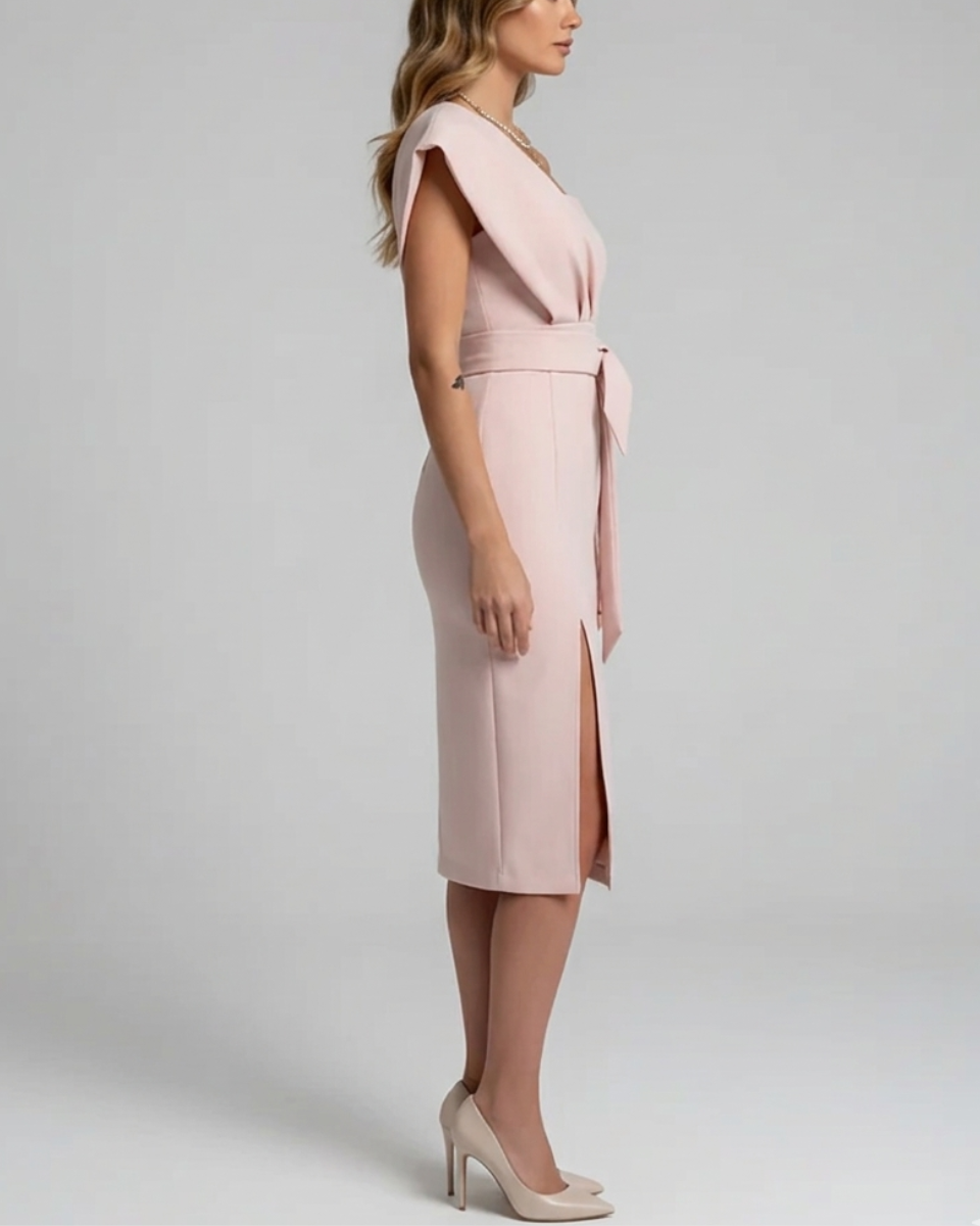 Women's Cocktail Dress One Shoulder with Tie Waist | Midi