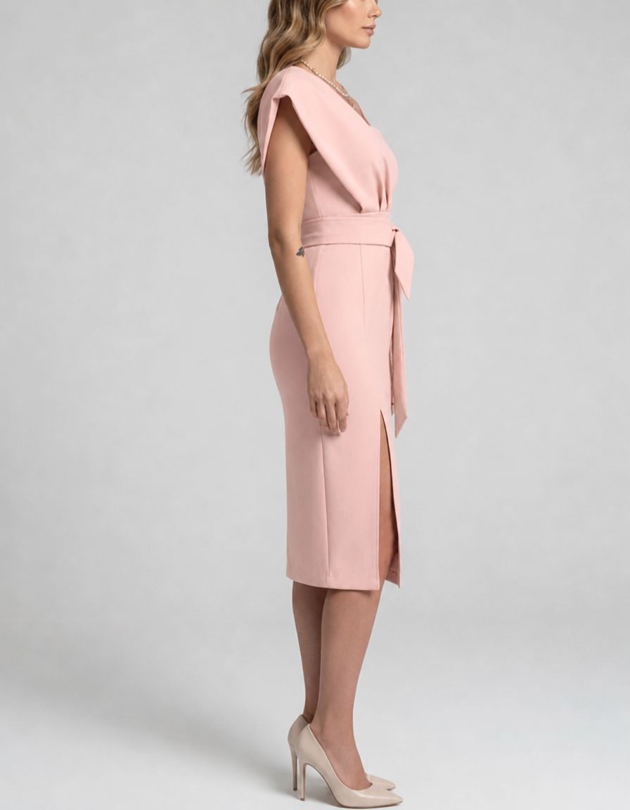 Women's Cocktail Dress One Shoulder with Tie Waist | Midi