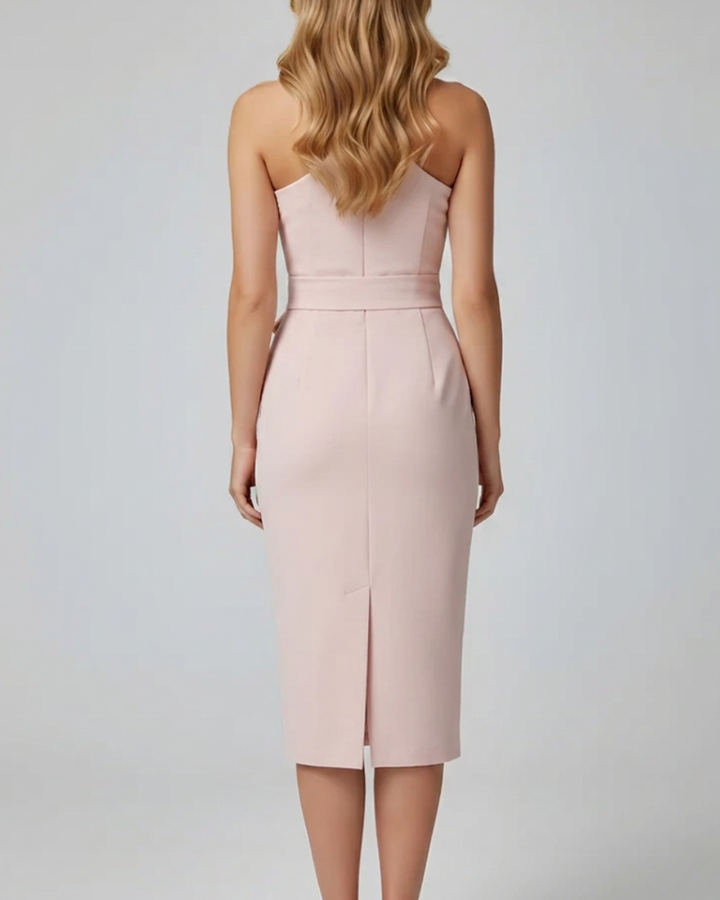 Women's Cocktail Dress One Shoulder with Tie Waist | Midi
