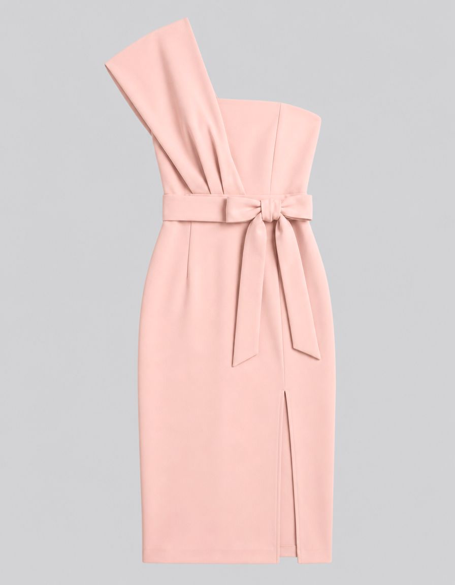Women's Cocktail Dress One Shoulder with Tie Waist | Midi