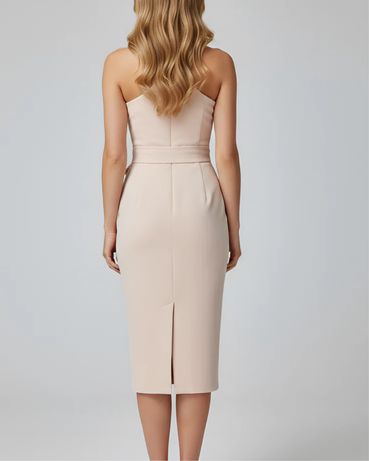 Women's Cocktail Dress One Shoulder with Tie Waist | Midi