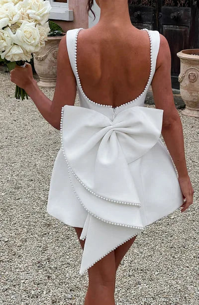 Women's Cocktail Dress with Bow Back | Beaded Mini