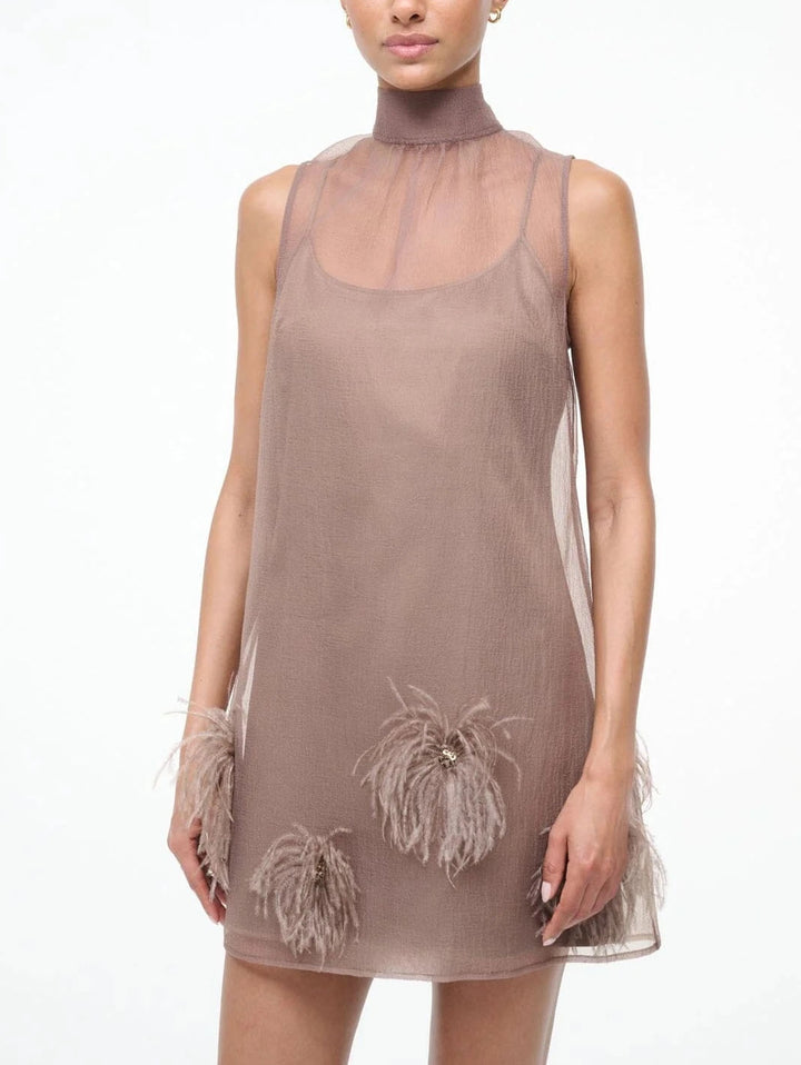 Women's Cocktail Dress with Mock Neck & Bow | Mini