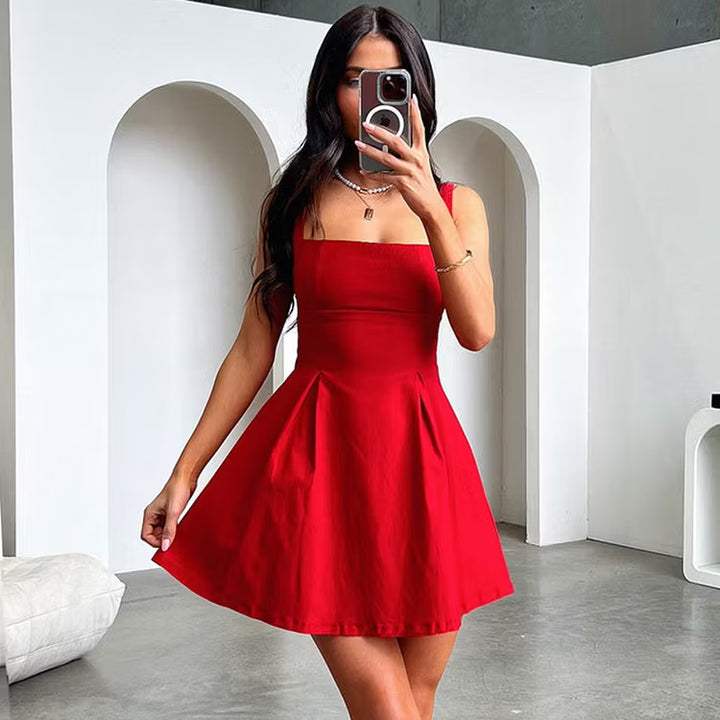Women's Cocktail Dress with Square Neck | Mini