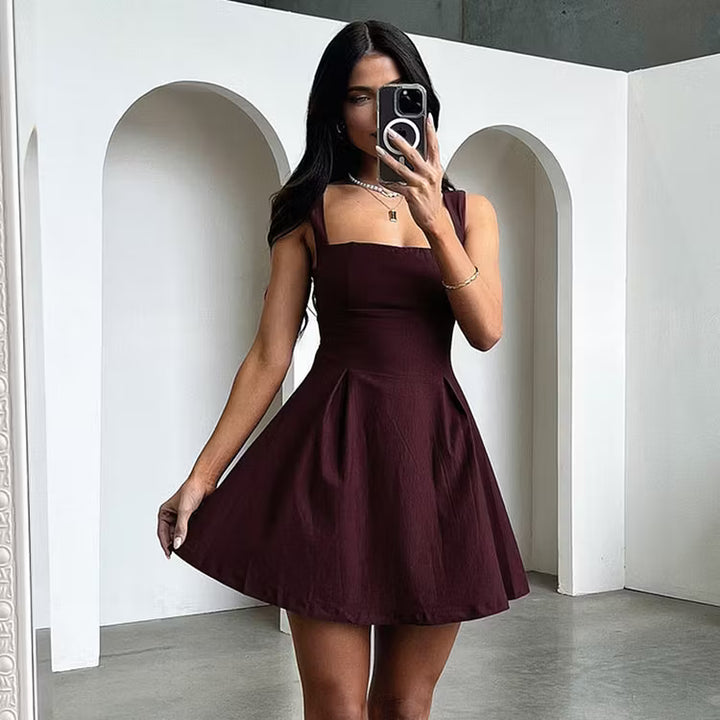 Women's Cocktail Dress with Square Neck | Mini