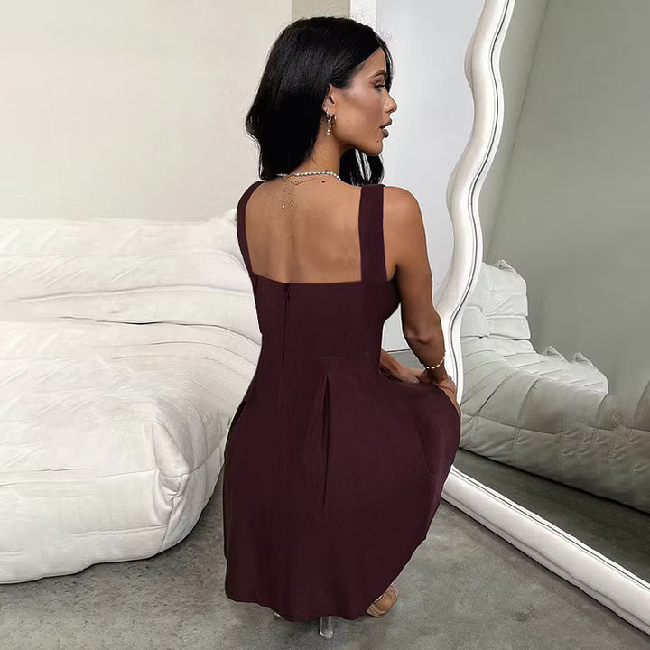 Women's Cocktail Dress with Square Neck | Mini