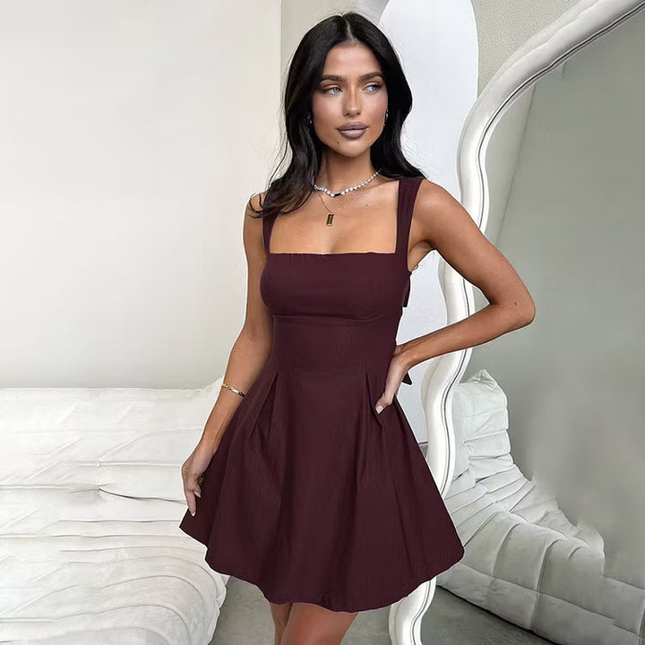 Women's Cocktail Dress with Square Neck | Mini