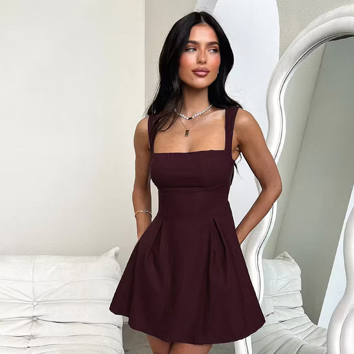 Women's Cocktail Dress with Square Neck | Mini