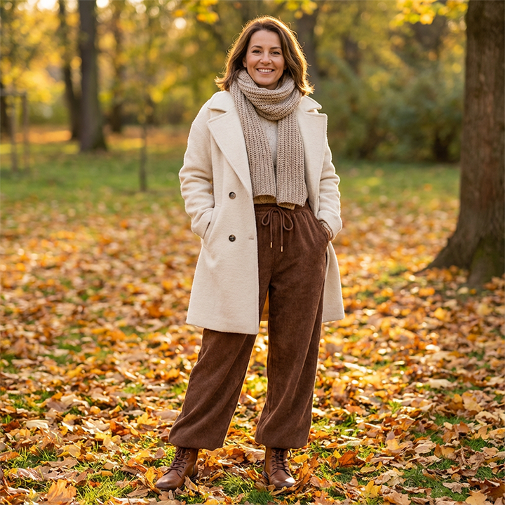 Women's Corduroy Pants with Drawstring | Wide Leg