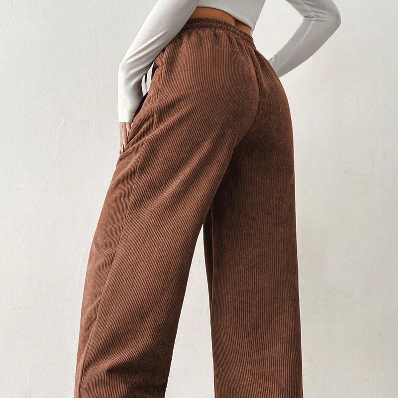 Women's Corduroy Pants with Drawstring | Wide Leg