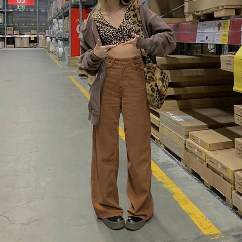 Women's Corduroy Pants with High Waist | Wide Leg