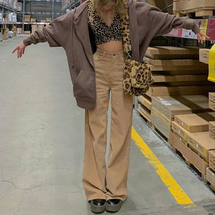 Women's Corduroy Pants with High Waist | Wide Leg