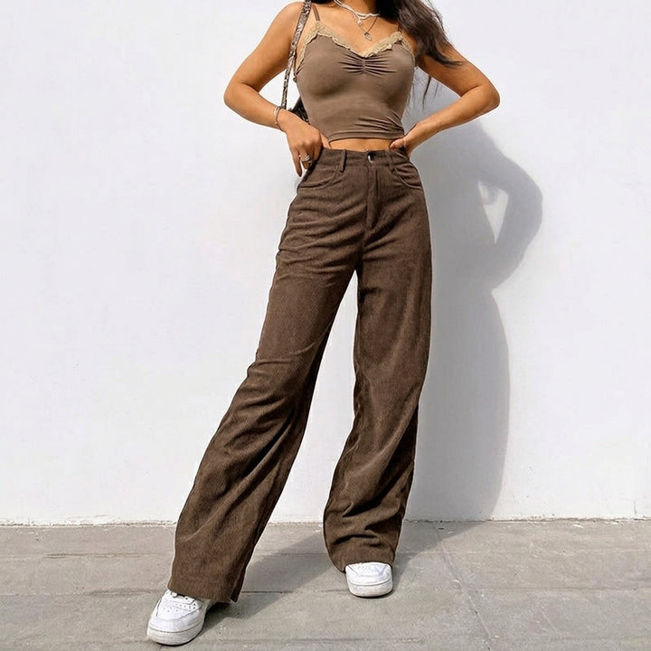 Women's Corduroy Pants with High Waist | Wide Leg