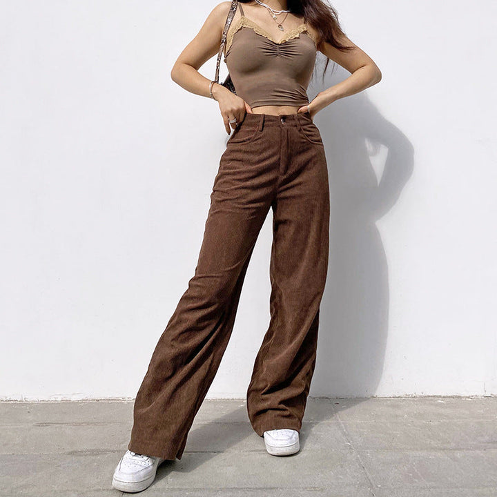 Women's Corduroy Pants with High Waist | Wide Leg