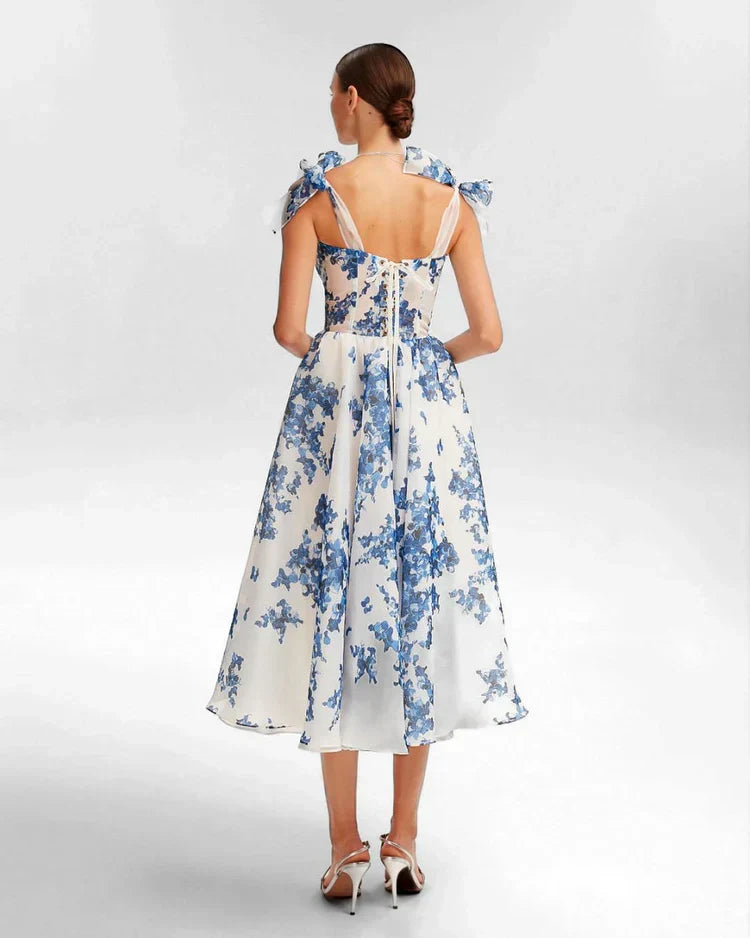 Women's Corset Dress Floral & Midi | Tie-Strap