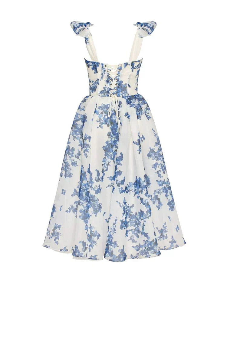 Women's Corset Dress Floral & Midi | Tie-Strap