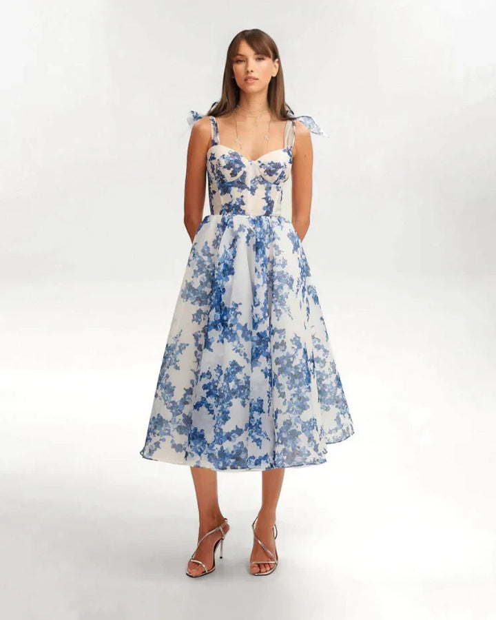 Women's Corset Dress Floral & Midi | Tie-Strap