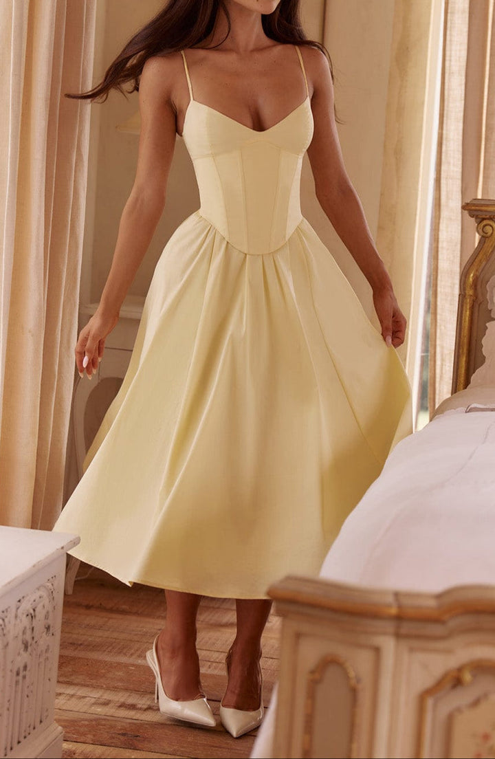 Women's Corset Dress Midi A-Line Spaghetti Strap | Formal