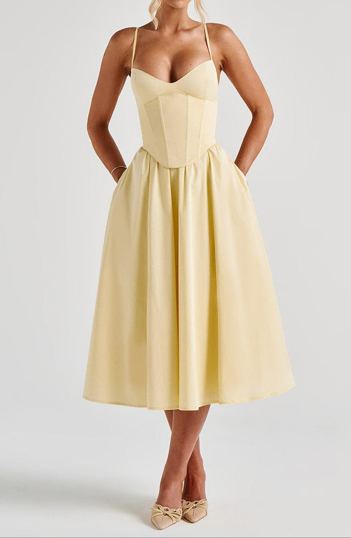 Women's Corset Dress Midi A-Line Spaghetti Strap | Formal
