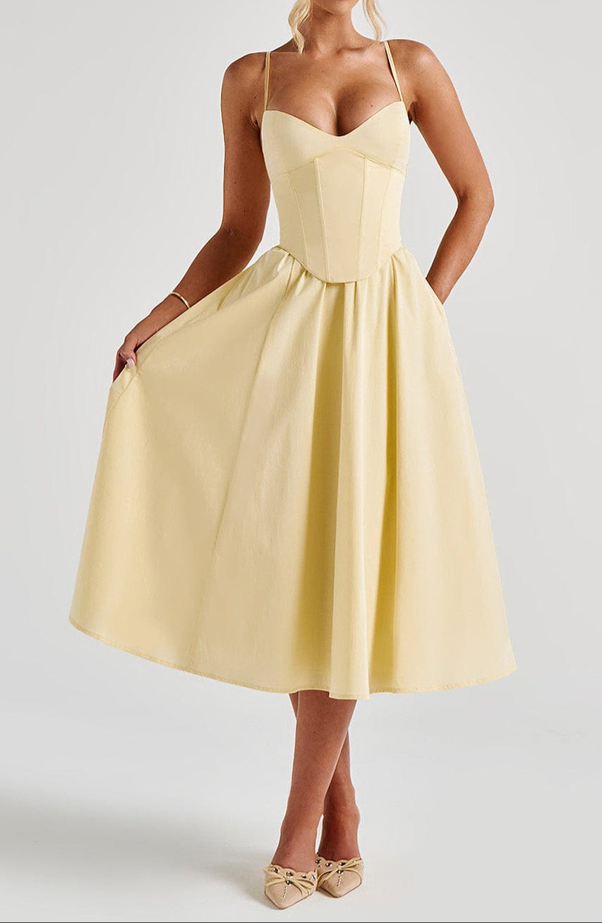Women's Corset Dress Midi A-Line Spaghetti Strap | Formal