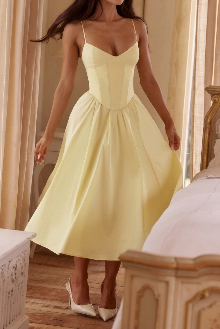 Women's Corset Dress Midi A-Line Spaghetti Strap | Formal