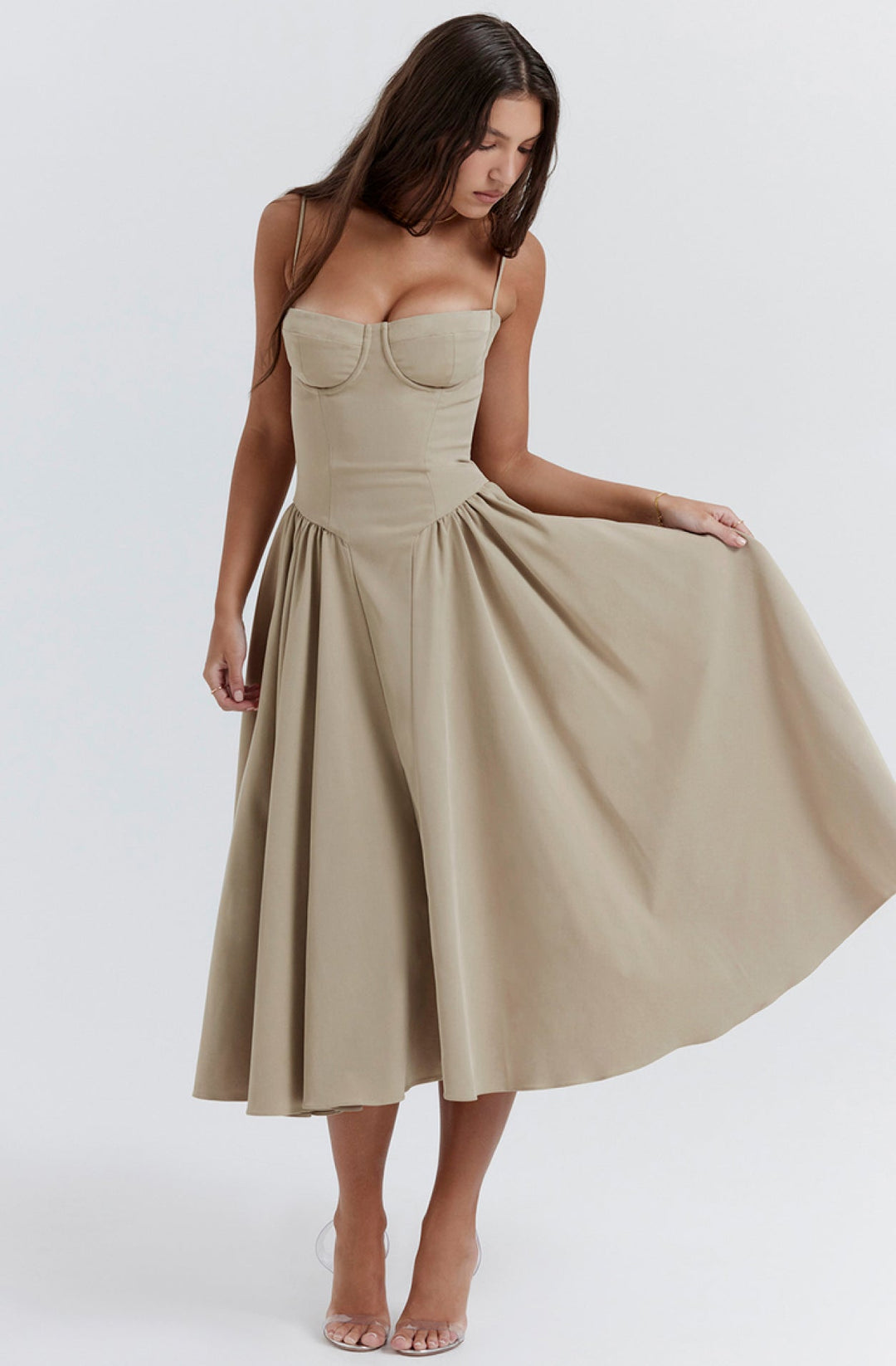 Women's Corset Dress with Full Skirt | Midi