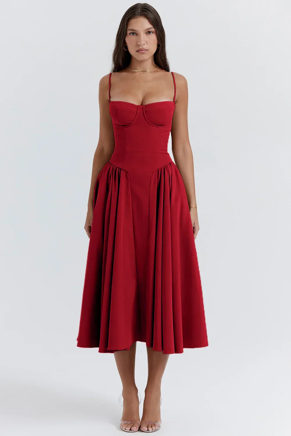 Women's Corset Dress with Full Skirt | Midi