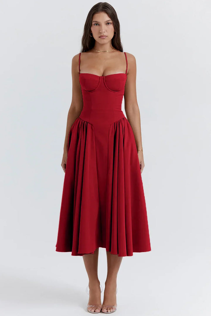 Women's Corset Dress with Full Skirt | Midi