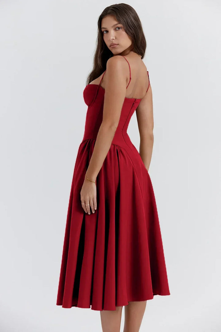 Women's Corset Dress with Full Skirt | Midi