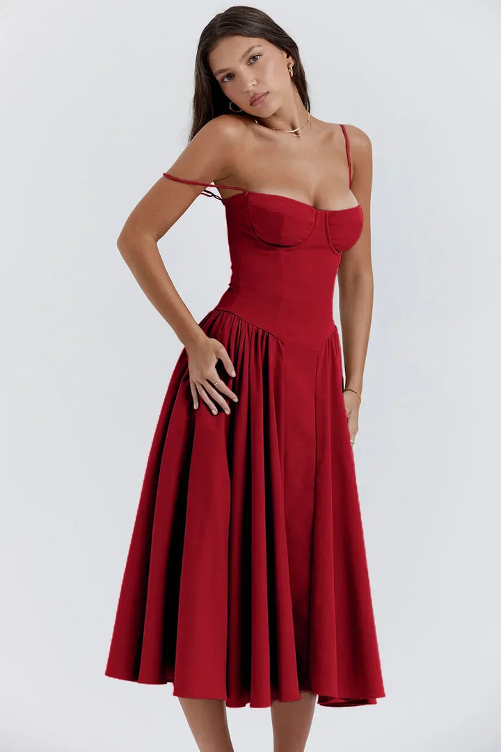 Women's Corset Dress with Full Skirt | Midi