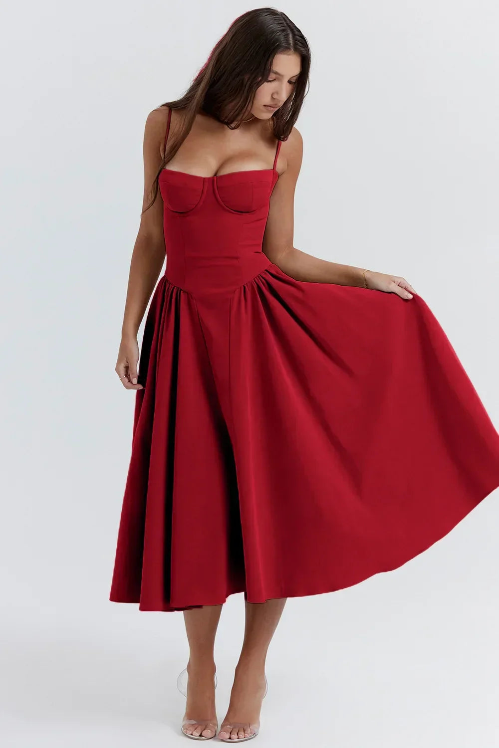 Women's Corset Dress with Full Skirt | Midi