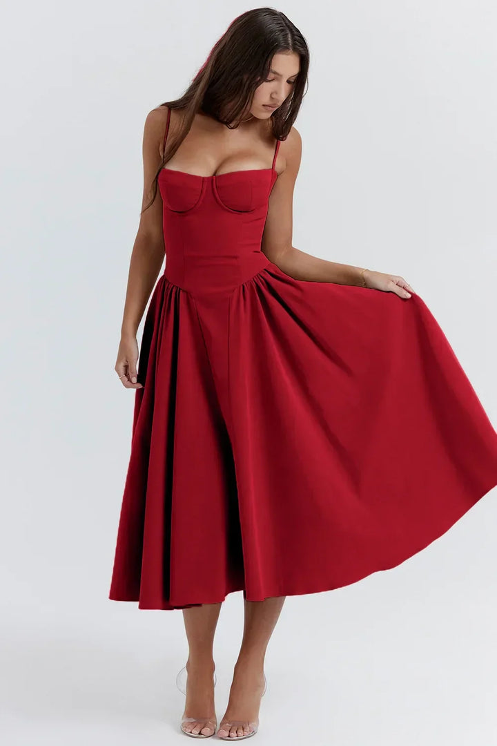 Women's Corset Dress with Full Skirt | Midi