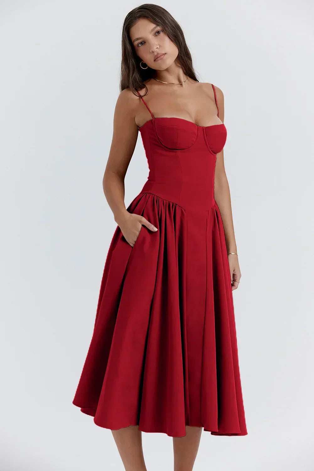 Women's Corset Dress with Full Skirt | Midi