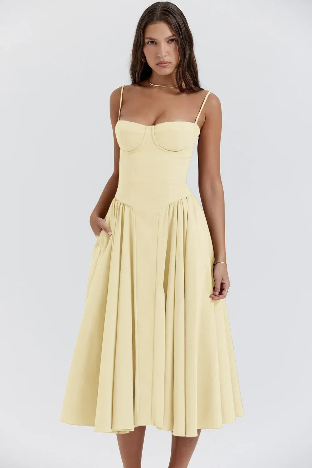 Women's Corset Dress with Full Skirt | Midi