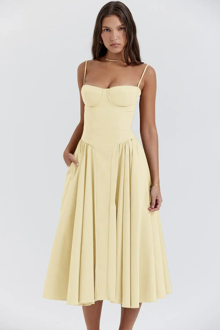 Women's Corset Dress with Full Skirt | Midi