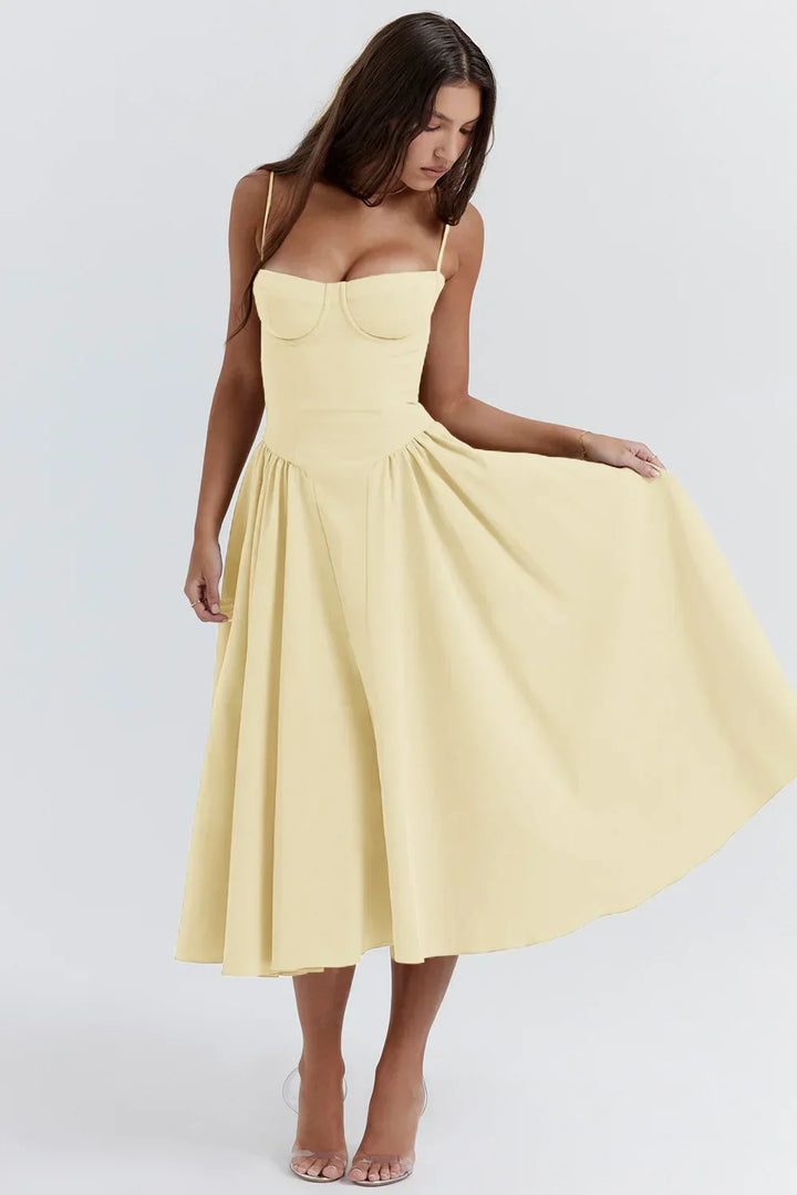 Women's Corset Dress with Full Skirt | Midi