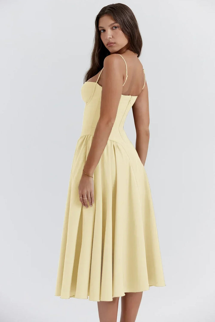 Women's Corset Dress with Full Skirt | Midi