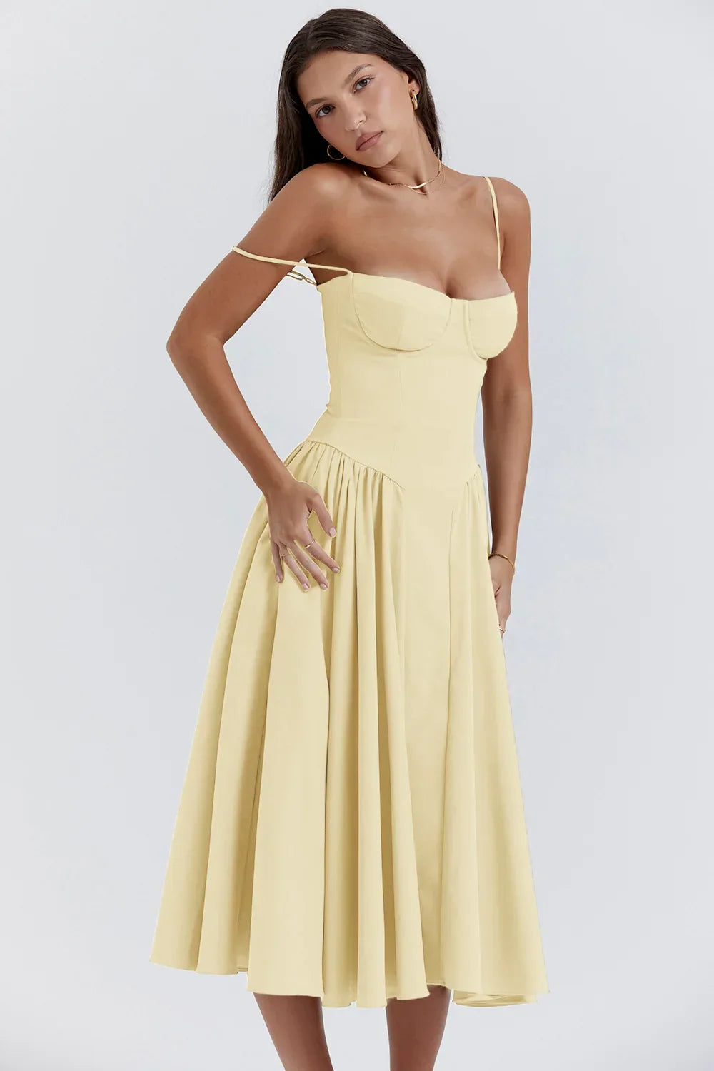 Women's Corset Dress with Full Skirt | Midi