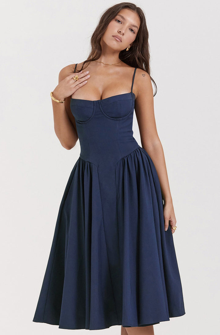 Women's Corset Dress with Full Skirt | Midi