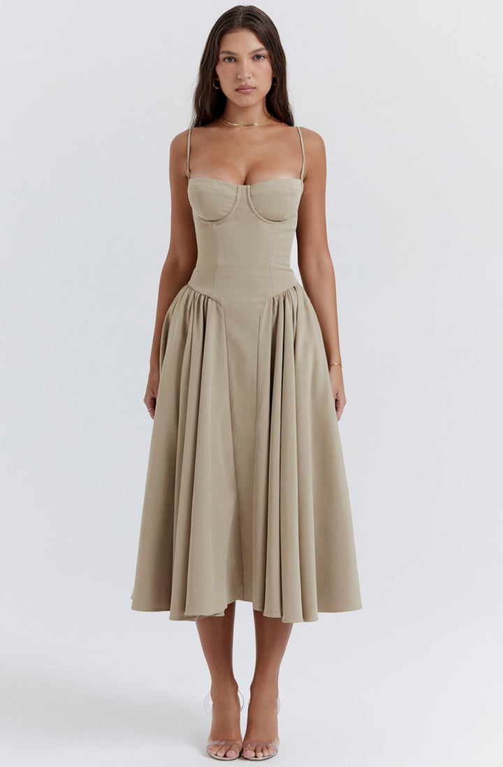 Women's Corset Dress with Full Skirt | Midi
