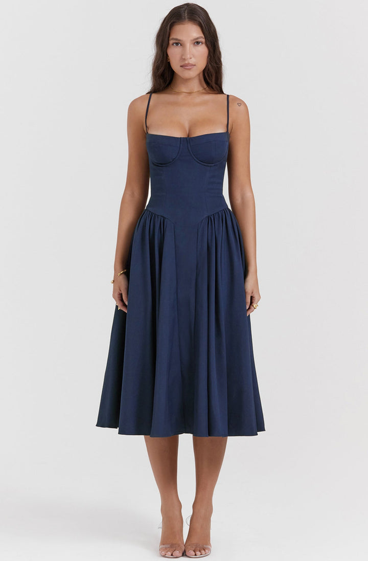 Women's Corset Dress with Full Skirt | Midi