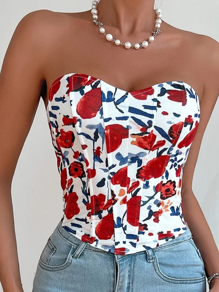 Women's Corset Top Floral & Strapless | Sweetheart