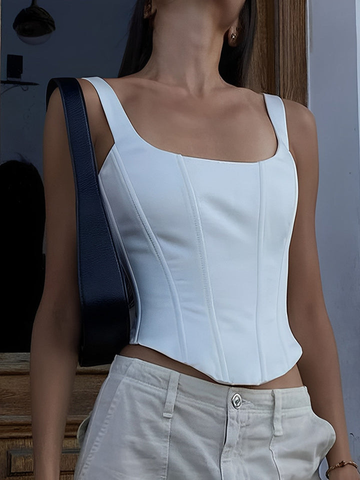 Women's Corset Top White & Lace-Up | Boned